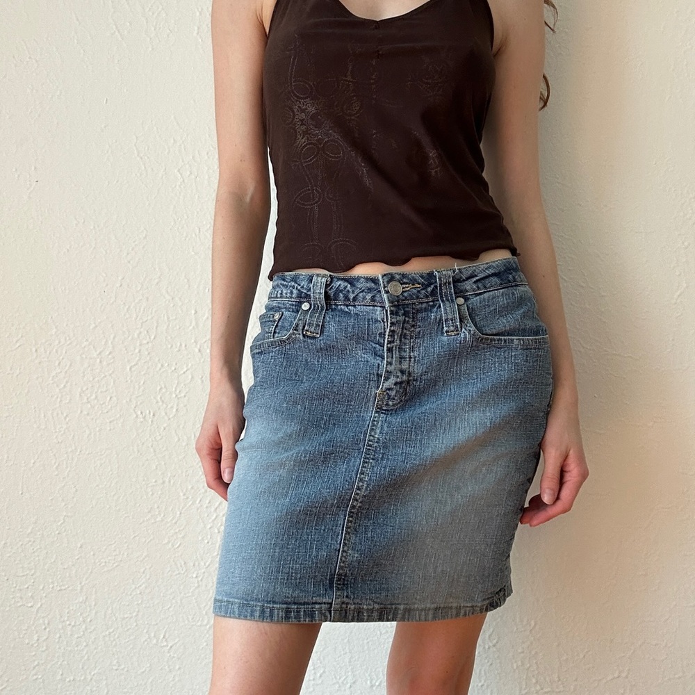 Y2k denim mini skirt